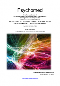 Numeri 1-2-3 Anno X 2015 – “Programmi di Intervento Psicosociale nella promozione della salute mentale”